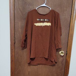 Women Tshirt Long Sleeve Brown Size: 3XL